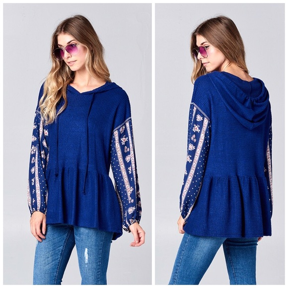 โค๏ธLAST 1! Baby doll hoodie with contrast sleeves - Picture 5 of 6